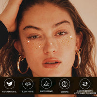 Generic 6 PCS Glitter Freckles Face Tattoo, Gold Glitter Fake Freckles Sticker, Temporary Face Tattoos for Women and Kids, Freckle Makeup Accessories for Make Up Festival-Style-2
