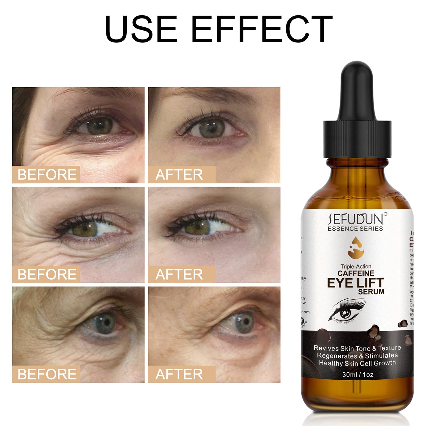 Caffeine Eye Serum ,Anti Aging Serum with EGCG,Vitamin C,Hyaluronic Acid,Collagen,Caffeine Eye Lift Serum-Reduces Puffiness, Dark Circles Under Eye Bags, Wrinkles (Caffeine eye serum)