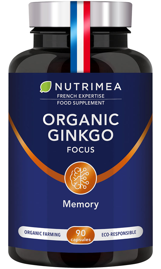 Memory Complex & Concentration - with Patented Cognivia Extract - Boosts Cerebral Performance - Ginkgo Biloba & Sage - Organic Focus - 90 Vegan Capsules - Nutrimea - Made in France