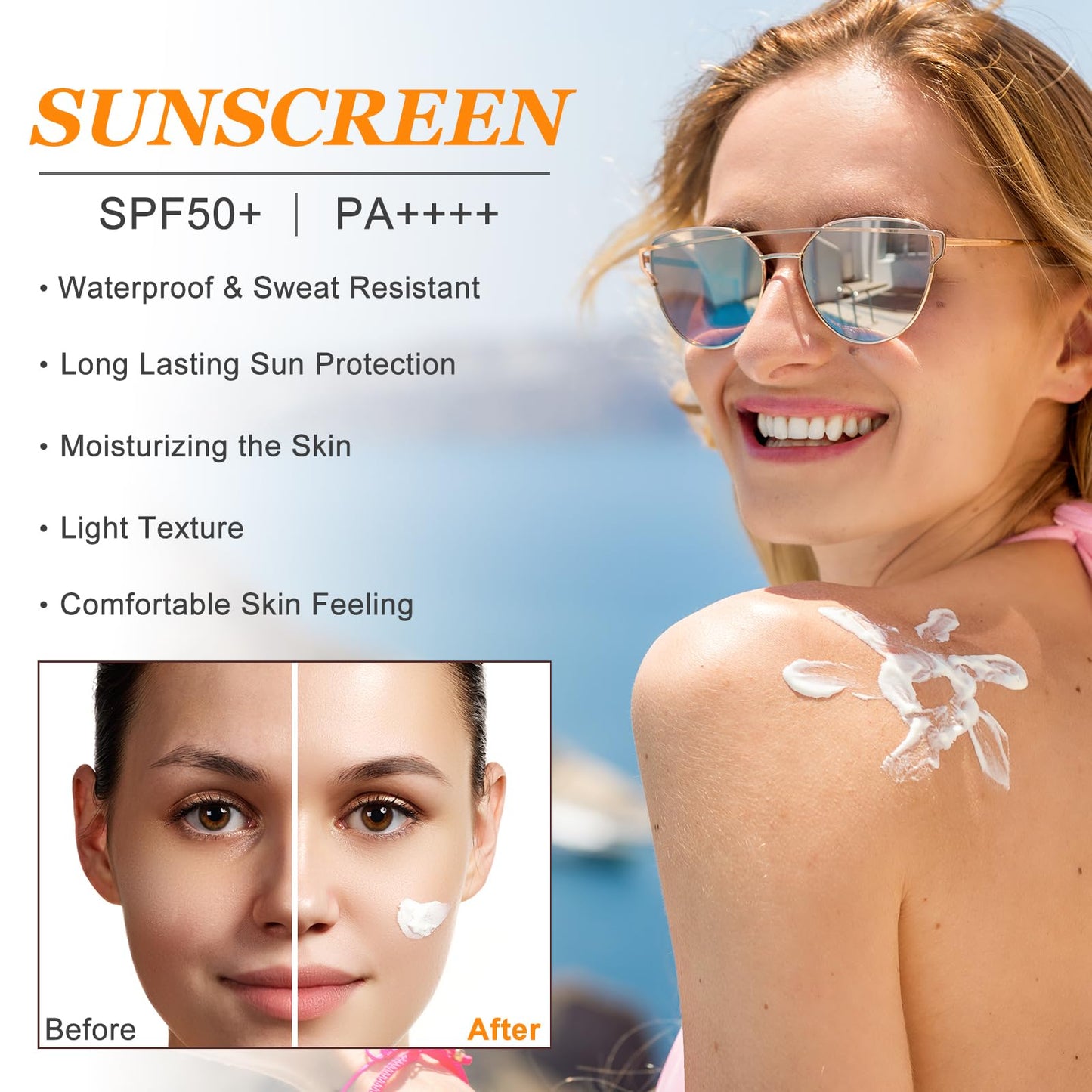 BoloShine Rice Sunscreen SPF 50+, Probiotics Rice Moisturizing Suncream for Face Body, Protects & Brightens Skin, Reduces Blemishes, Non-Greasy, For All Skin Types(50g/1.69oz.)