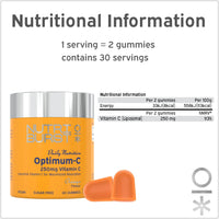 Nutriburst Optimum C - Liposomal Vitamin C (250mg) - Energy & Immune System Support - Orange Flavour - 60 Gummies 1 Month Supply - Suitable for Vegans