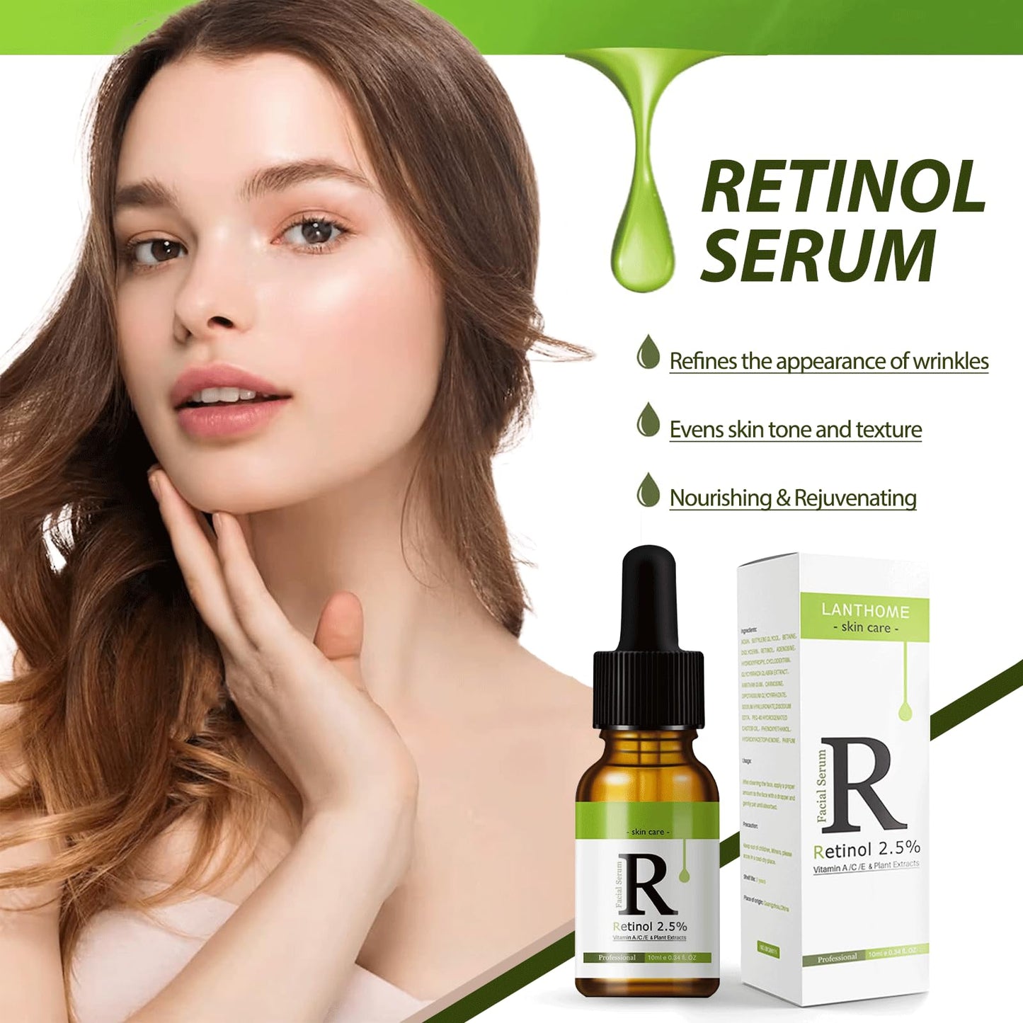 Trendyfave Retinol Serum for Face 2.5% Retinol Intense Serum, Reduce Wrinkle, Fine Line & Dark Circle, Face Serum with Retionl, Hyaluronic Acid, Vitamin C & E, Anti-aging Moisturiser