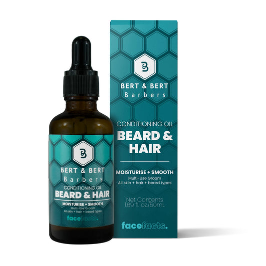 Generic Face Facts | Bert & Bert Barbers Beard & Hair Oil | Multi-use Oil | Smooth + Nourish | 50ml