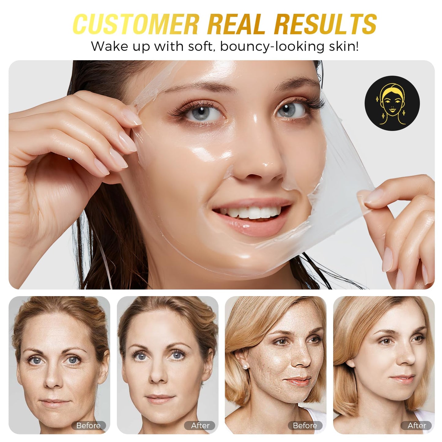 IKZEE Collagen Night Wrapping Mask, Collagen Overnight Peel Off Facial Mask, Hydrolyzed Face Mask, Overnight Face Mask