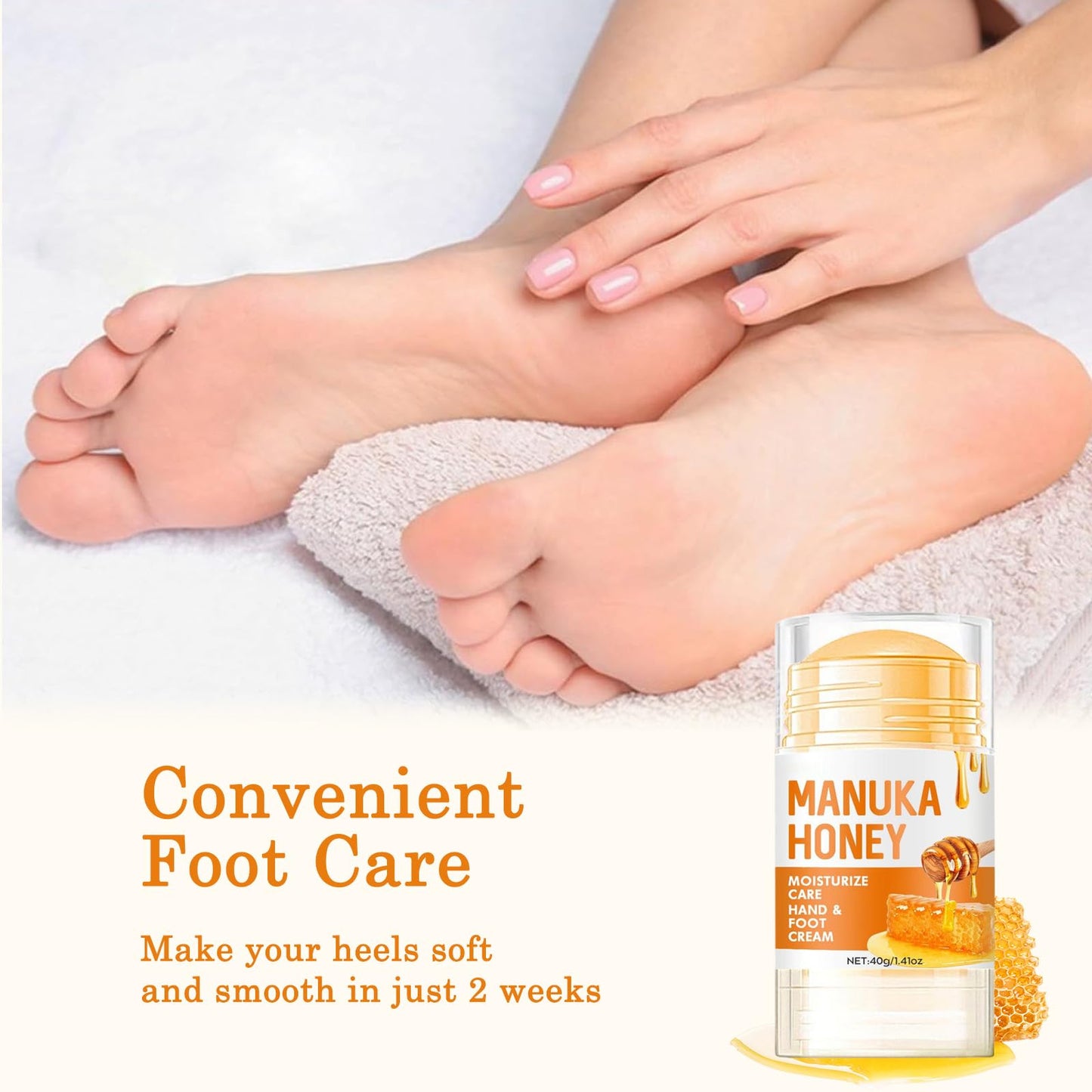 Generic Honey Foot Cream Hand Cream Cracked Heel with Deep Moisturizing Formula Enriched with Shea Butter for Dry Feet Hands Intensive Care Skin Barrier (Honey Foot Cream)