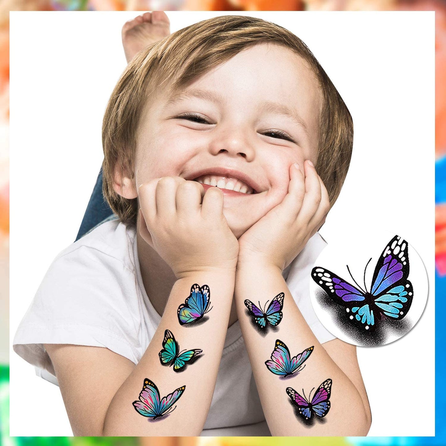 FFWHKON 126Pcs Butterfly Temporary Tattoo, 3D Temporary Tattoos Stickers