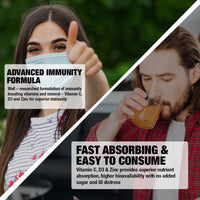 Fast&Up Vitamin C, Vitamin D & Zinc - 80 Effervescent Tablets (4 X 20) - Saver Multipack - Complete Immunity Booster - One Daily - Orange Flavour