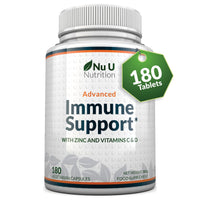 Immune Support - Vitamin C 1200mg and Zinc 40mg & Vitamin D3 1000IU - 180 Vegetarian Capsules - 3 Month Supply - Made in The UK by Nu U Nutrition