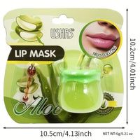 TBeautfave Lip Sleeping Mask, Aloe Vera Lip Mask Overnight Lip Balm Lip Oil Lip Moisturiser Nourishing for Dry Chapped Peeling Cracked Lips Lip Plumper Fades Lip Lines Lip Repair Lip Care