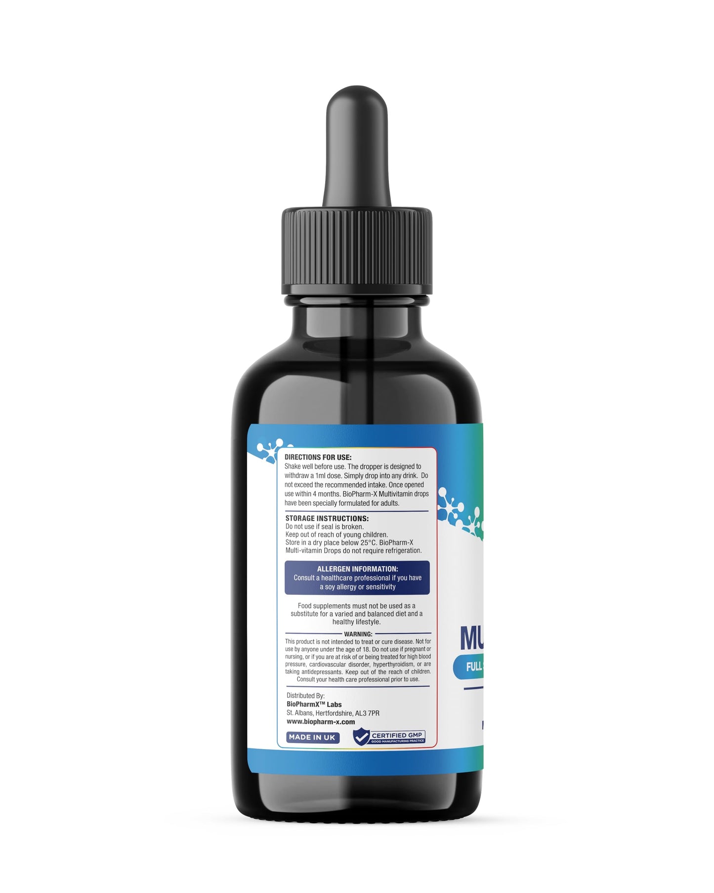 Biopharm-X Multivitamin Liquid for Adults (1 Month Supply) Complete Daily Vitamins for Energy, Immunity & Wellness – Fast Absorbing