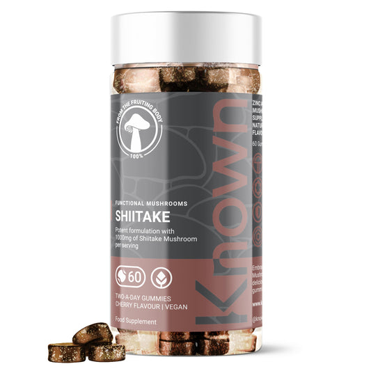 Shiitake 1000mg Mushroom Gummies by Known Nutrition | Natural Immune Support | Delicious Natural Cherry Flavour | 60 Two-a-Day Vegan Gummies (One Month’s Supply) (Shiitake)
