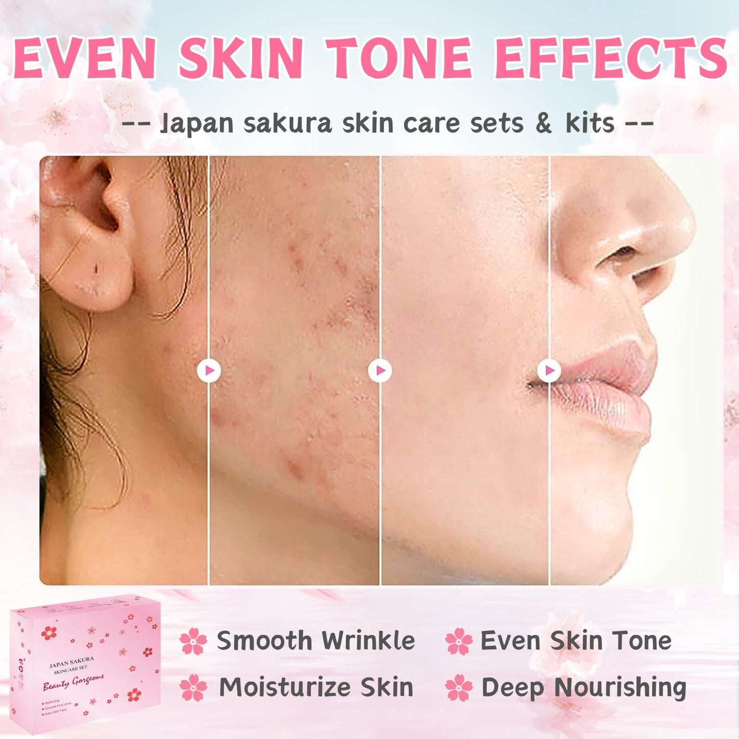 30Pcs Sakura Skincare Set, Skin Care for Teenage Girls Gift Set, Girls Pamper Set with Cleanser,Toner,Serum,Eye Cream,Face Cream,Lip Mask,Sleeping Mask,Mud Mask,Tone Up Cream,Sunscreen