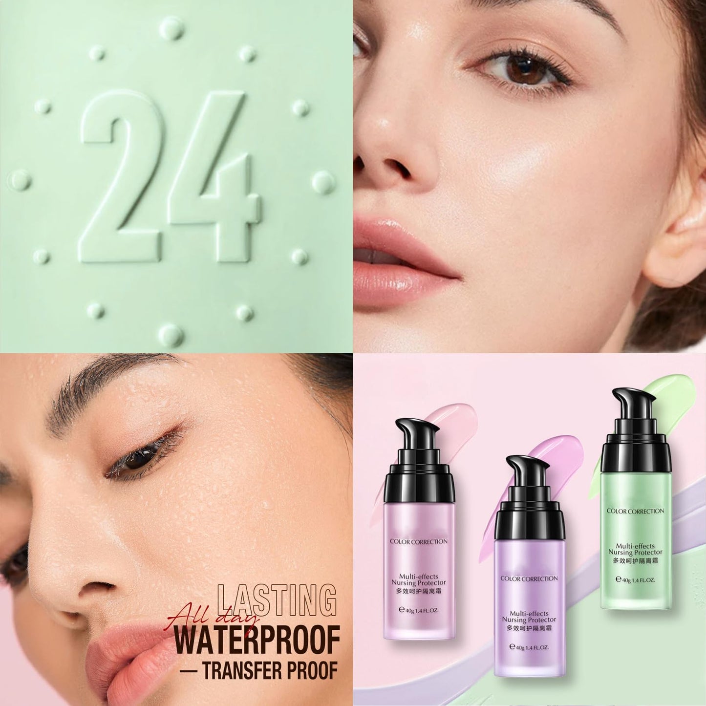 Anti-redness Face Primer, Green Colour Corrector, Make up Primer for Red & Blemished Skin, Moisturising Foundation Base, Brighten Skin Tone, Grips Makeup To Last, Hydrating Isolation Cream, 40g
