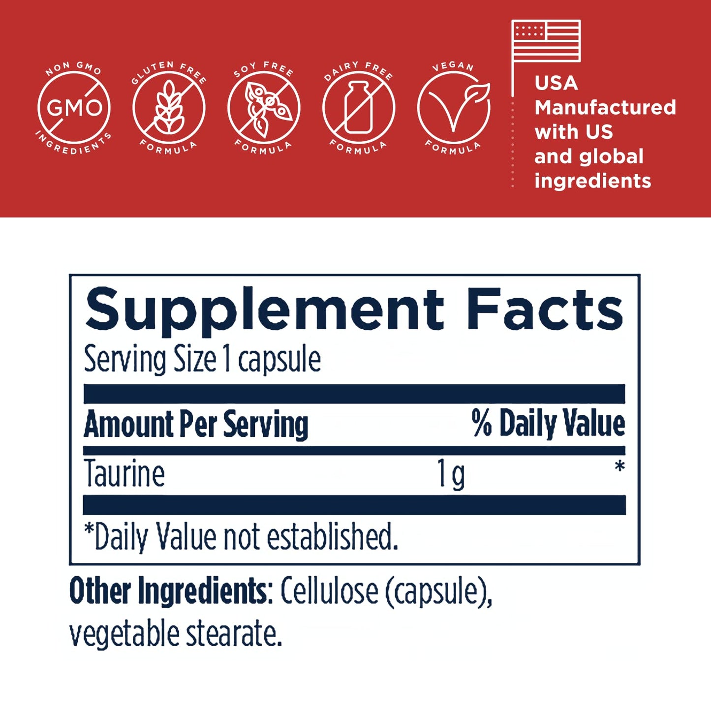 Designs for Health Taurine Capsules - 1000mg (1g) Taurine Amino Acid Pills - Cardiovascular Support - Non-GMO + Vegan Supplement (120 Capsules)