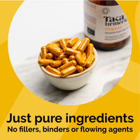 Taka Turmeric, 120 Caps Organic Turmeric with Black Pepper Extract Tumeric Curcumin Supplement, High Strength Tumeric Capsules with Curcumin and Black Pepper, Vegan, Recyclable Packaging