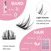 EMEDA Manga Lash Clusters Kit, Individual Lashes Wispy & Natural Cluster Lashes with Bond and Seal Tweezers, Soft Thin Band Anime False Eyelashes 10mm - 13mm Mix (EME04)