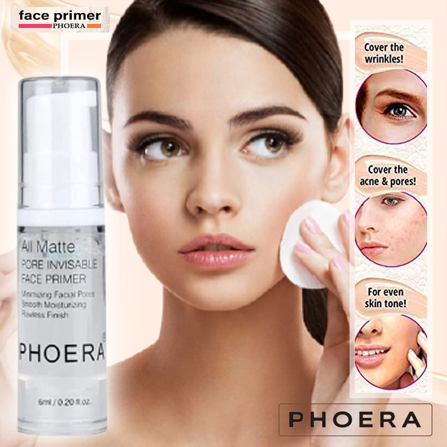 Glamza Phoera Foundation Full Coverage Makeup Set - Includes Nude & Buff Beige 30ml Matte Foundation, 6ml Face Primer & Cool Beige Setting Powder for All Day Wear Without Creasing, Caking, or Flashback