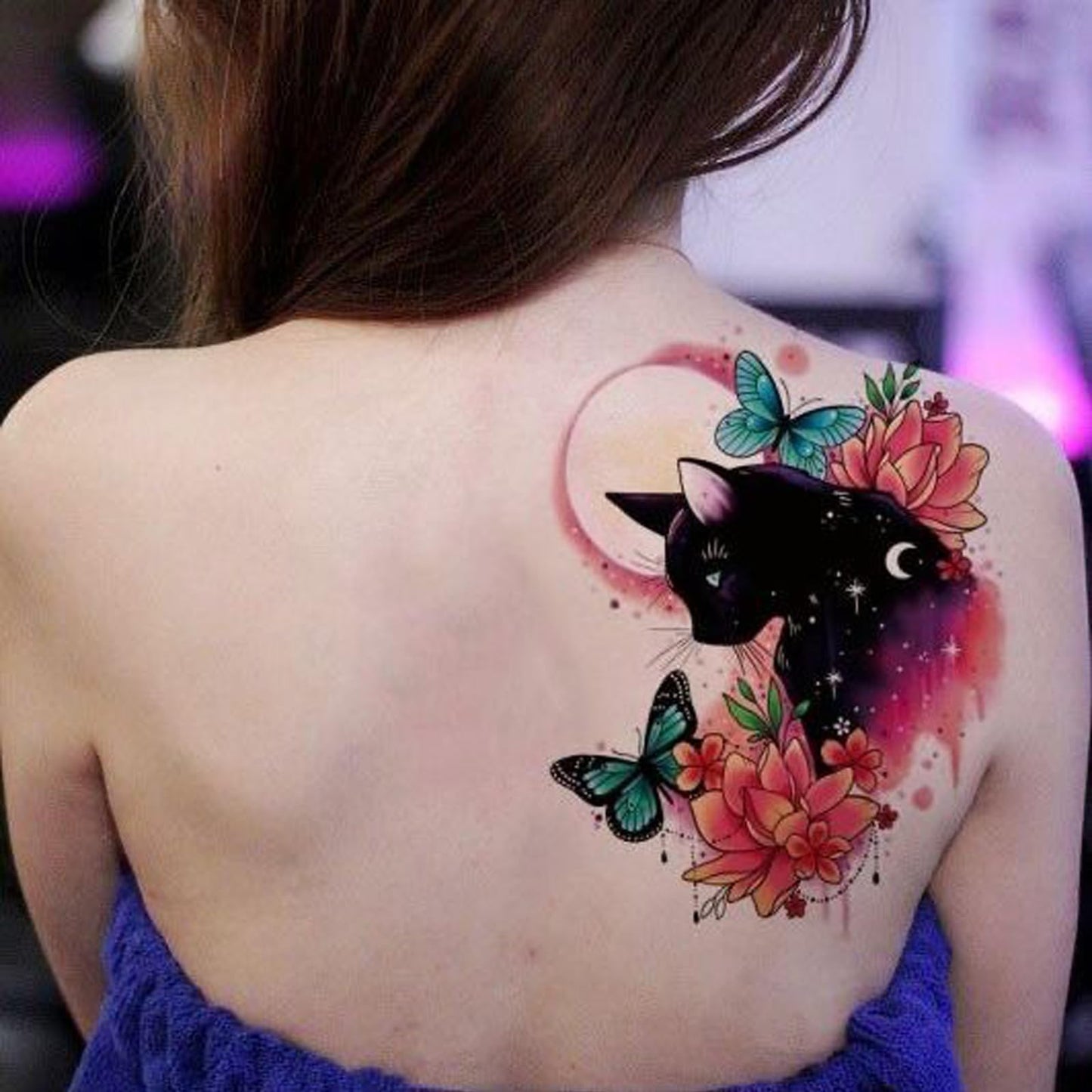 Nirbffo Fish Cat Bird Tiger Temporary Tattoo for Women 5Pieces
