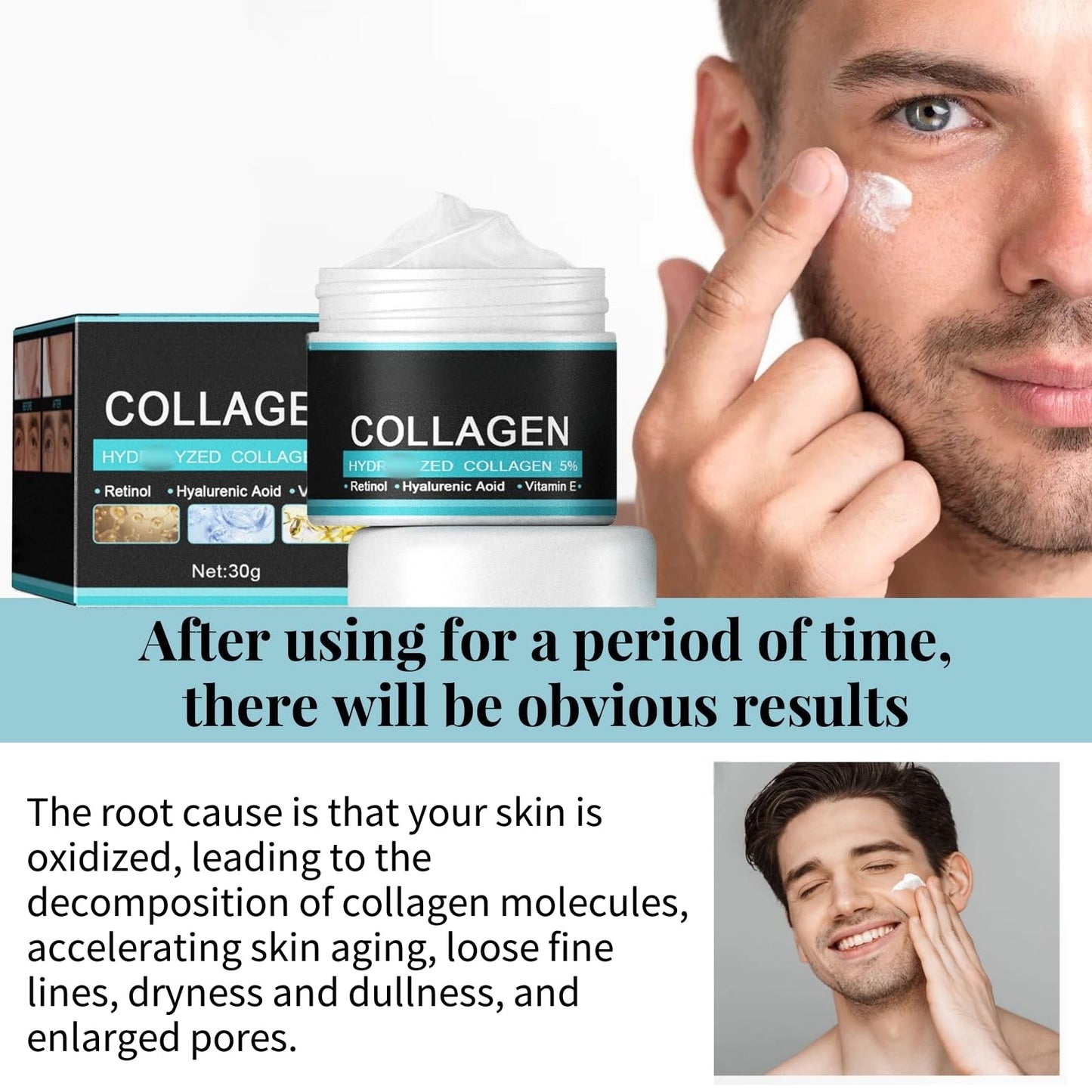 Fankayi Men's Skin Tightening Face Cream,Anti Aging Moisturizer to Reduce Fine Lines and Wrinkles,Facial Cream for Men,Mens Moisturiser Face,Tinted Moisturiser Men,Day & Night Use,Suitable for All Skin Types