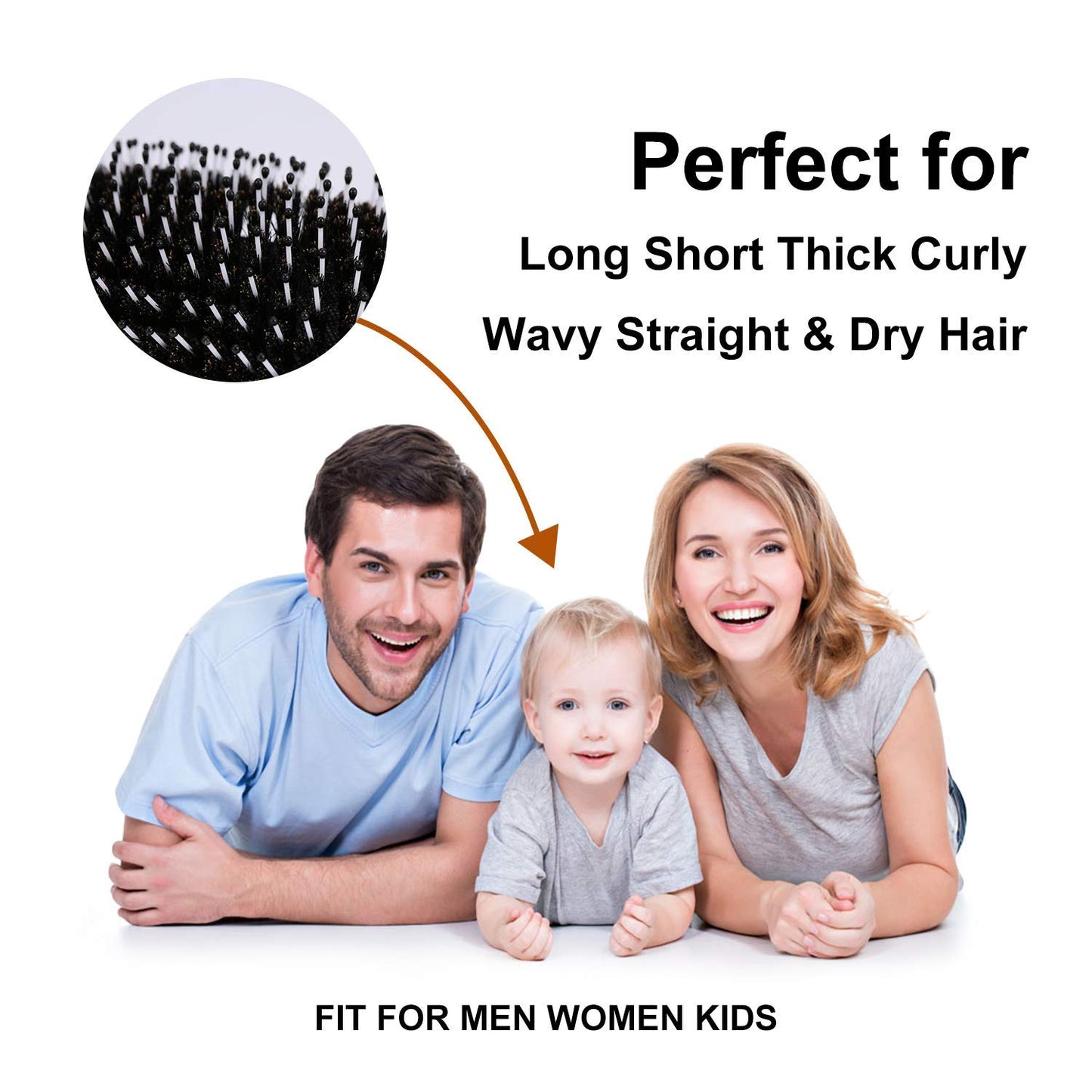 Hair Brush Mini Boar Bristle Hairbrush Pocket Travel Small Paddle Hair Brush for Men Women Kids for Thick Curly Thin Long Short Wet or Dry Hair Detangle Massage Add Shine