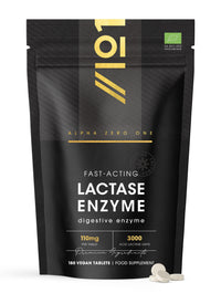 ALPHA01 Fast Acting Lactase Enzyme 110mg – 3,000 ALU Enzymatic Units - 180 Vegan Tablets (6 Month Supply) - Resealable and Recyclable Pouch by Alpha01