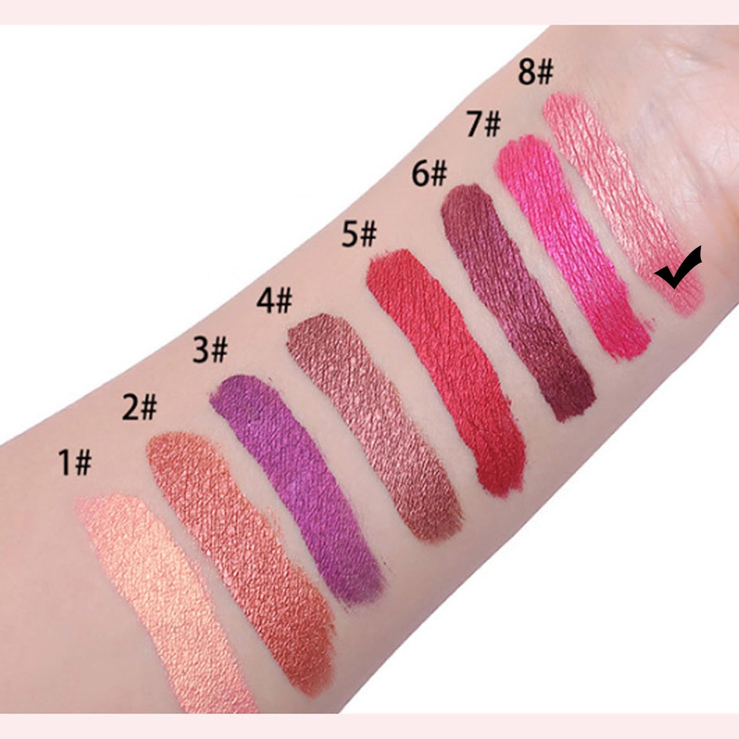 QUIWEN Metallic Shine Glitter Lipstick, Glitter Pink Lip Gloss Matte Lipsticks For Women Long Lasting Lightweight Soft Metallic Lipstick Waterproof Non-Stick Cup Not Fade Pink Lipstick Gift