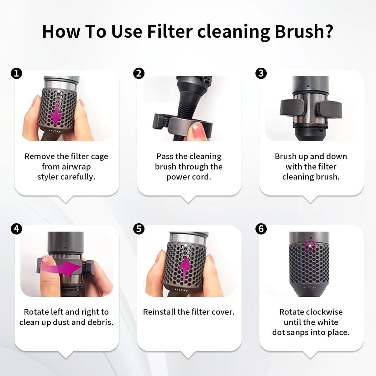 KiimSin Filter Cleaning Brush Accessories for Dyson Airwrap Styler HS01 Attachments Part NO.969760-01 Replacement Part
