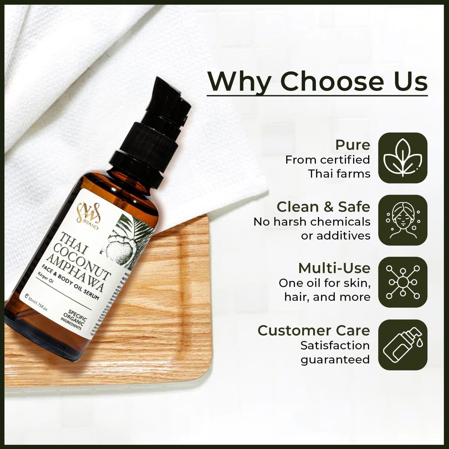NW BRAND NW Brand Thai Organic Coconut Oil, Vitamin C and E Enriched, Natural Skin Care Oil, 50 ml
