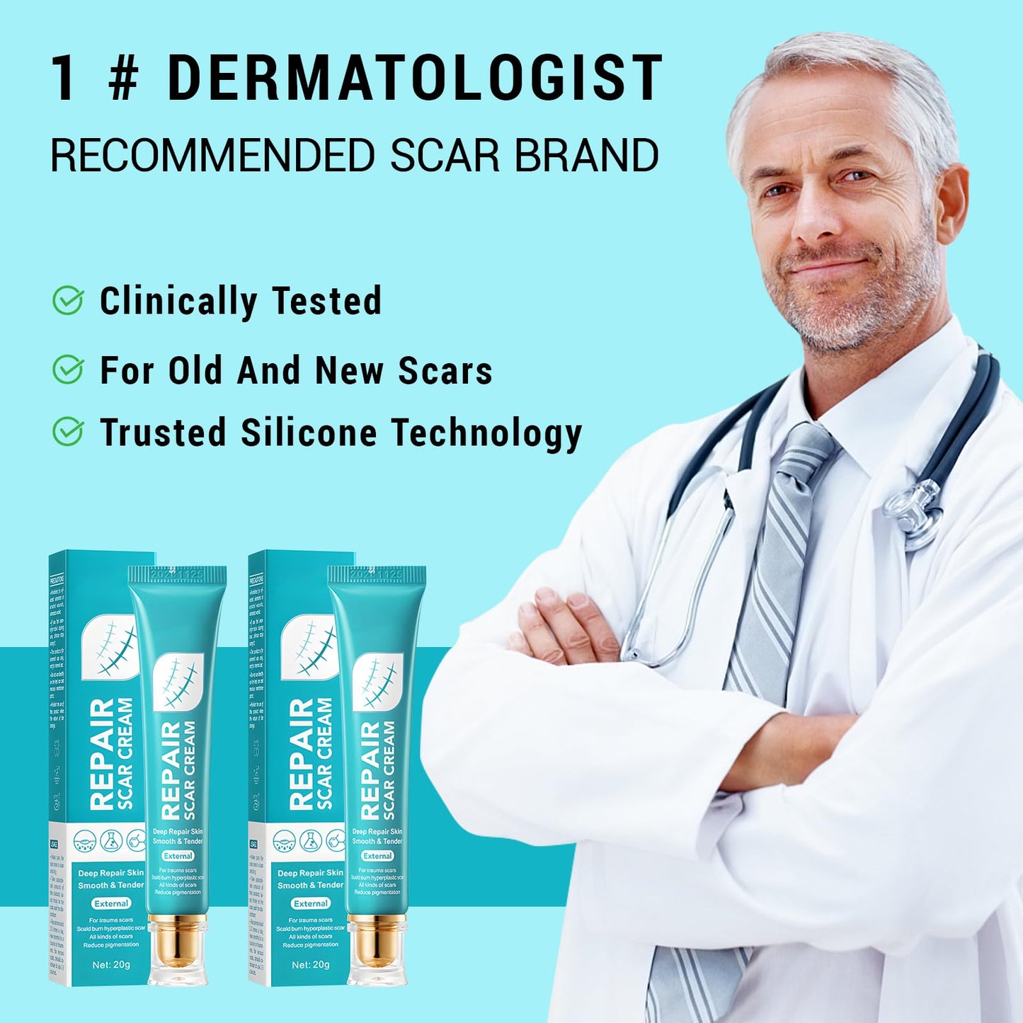 Benaewa 2 Pcs Scar Cream, Scar Removal Cream for Stretch Mark, Keloid Bump