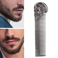 Skull Beard Comb Pocket Beard Comb Zinc Alloy Skull Pattern Hair Styling Mustache Sha Oil Hair Comb Silver (Silver)