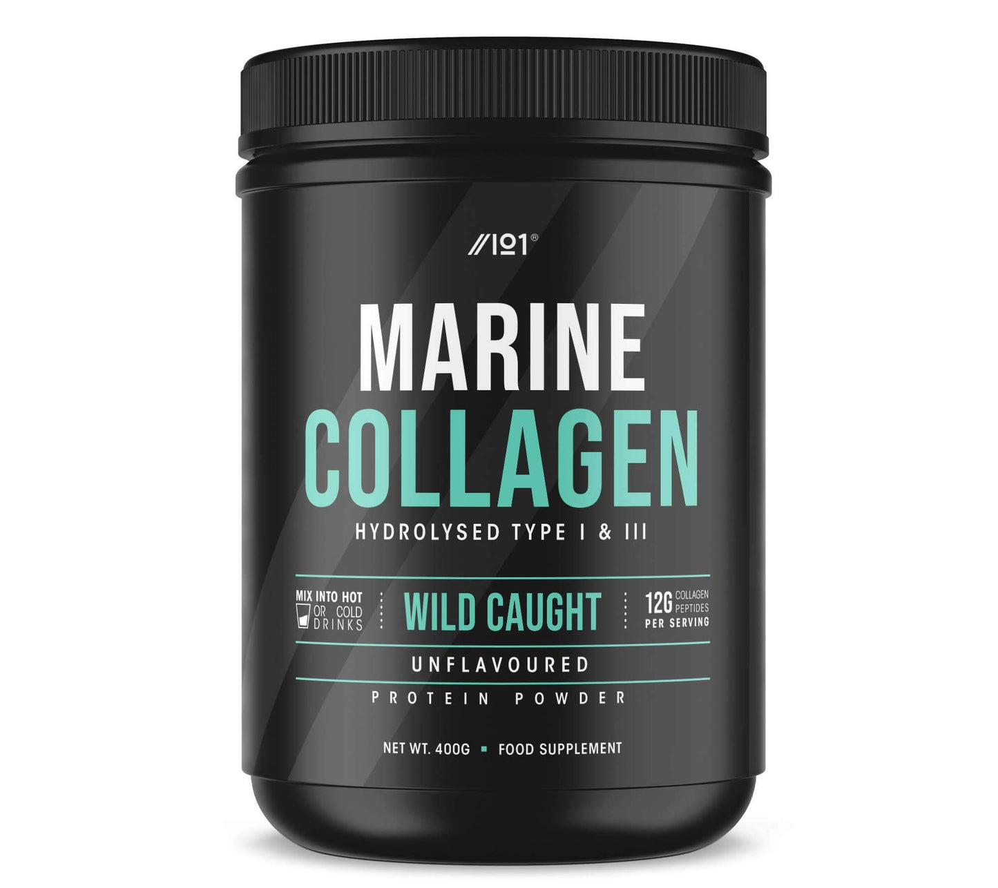 Marine Collagen Powder Supplement - Wild-Caught Canadian Marine Collagen - Unflavoured - Types 1 & 3 Collagen Peptides - Hydrolysed Deep Ocean Canadian Source. Non GMO, Gluten Free, Halal. 400g