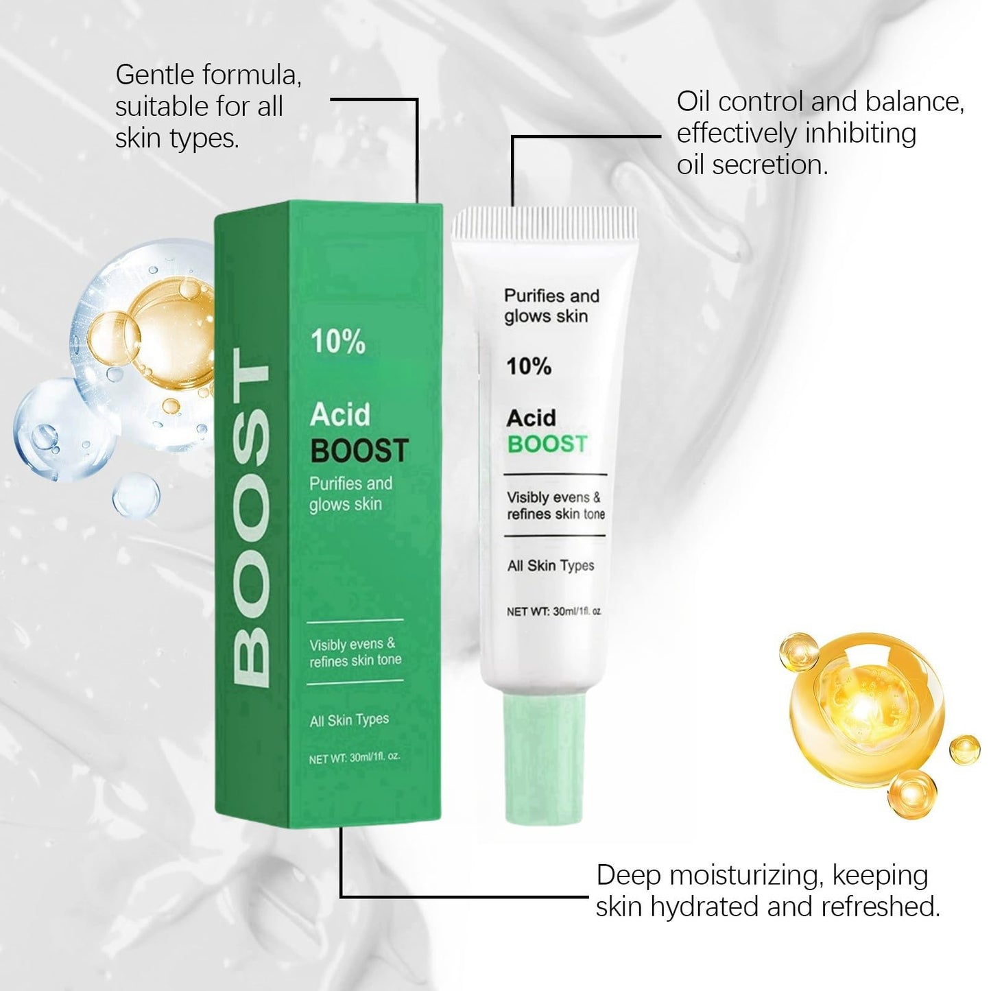 Oumun 10% Azlaic Acid Booster Cream Gel,Azlaic Acid Cream for Face,A/zlaic A/cid Cr/eam 10%,A-zlaic Ac-id Gel,Acne Treatment Cr-eam,Acne Cre-am,Skin Tightening Crea-m for Fa-ce,Azlai-c Aci-d Serum