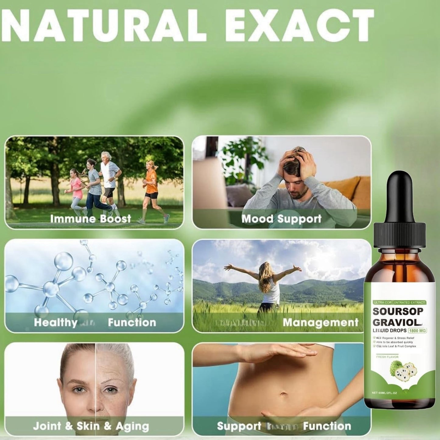TONISABERY 2pcs Organic Soursop Oil,60ml Soursop Goodness Oil,Organic Soursop Extract Liquid Drops