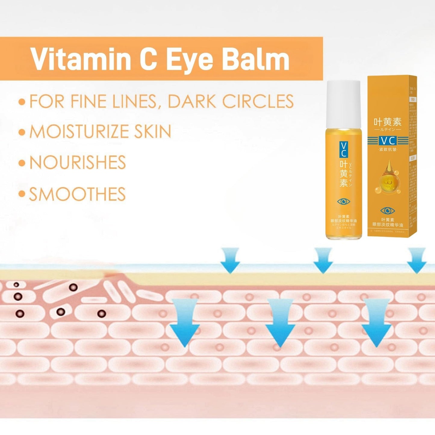 Lutein Eye Essence Oil,Intensive Hydration&Skin Repair for Eyes,Lutein Anti-Wrinkle Eye Serum Oil,Vc EyeWrinkle EssenceOil,EyeRoller for Dark Circles and Puffiness,Vitamin C LuteinEye EssenceOil