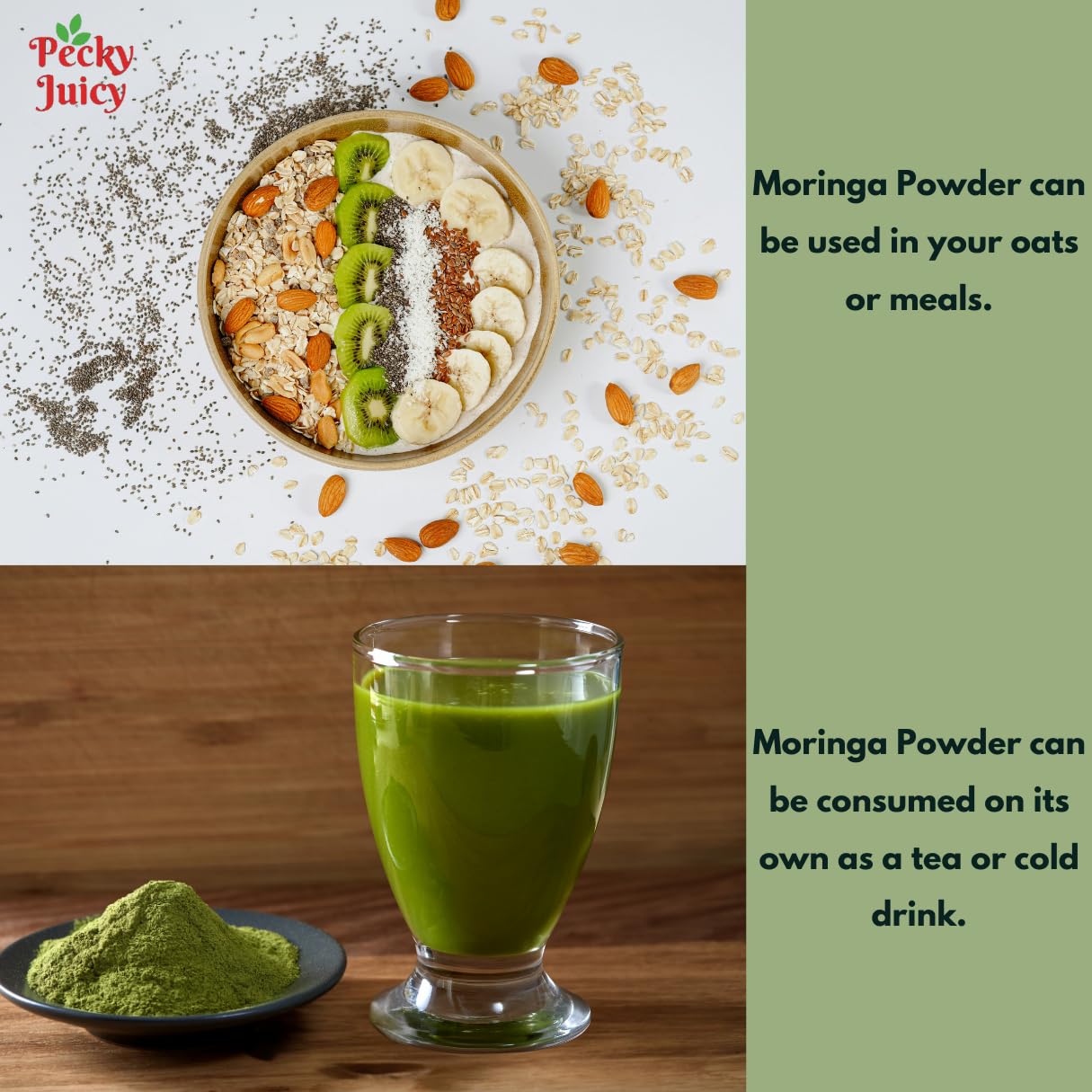 100% Pure Moringa Powder 180g with FREE 5g Scoop by Pecky Juicy – Pure Botanical Powder for DIY Beauty, Wellness, Hair Masks & Herbal Use