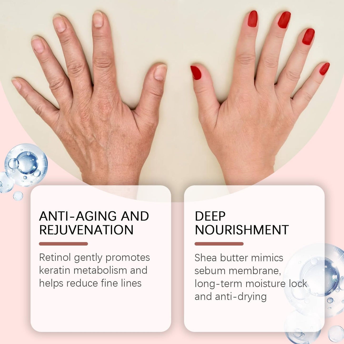 Jinjiar Retinol Hand Cream,Firming Anti-Aging Hand Lotion,Relief Intense Moisture Hand Balm,Moisturizer for Dry Cracked Hands,Anti Aging Hand Cream,Retinol Hand Balm Anti Aging,Protects Skin&Nails