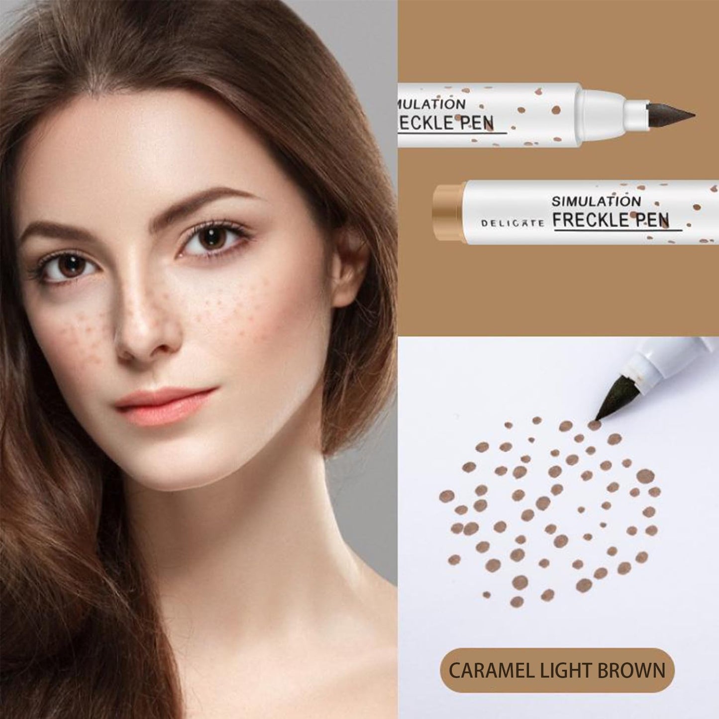 Generic 4-in-1 Freckle Pen – Waterproof Long-Lasting Freckle Makeup Pen with Fine Tip, Hypoallergenic Skin-Friendly Formula, Dual Colors (Light Brown & Dark Brown) for Natural Sun-Kissed Look