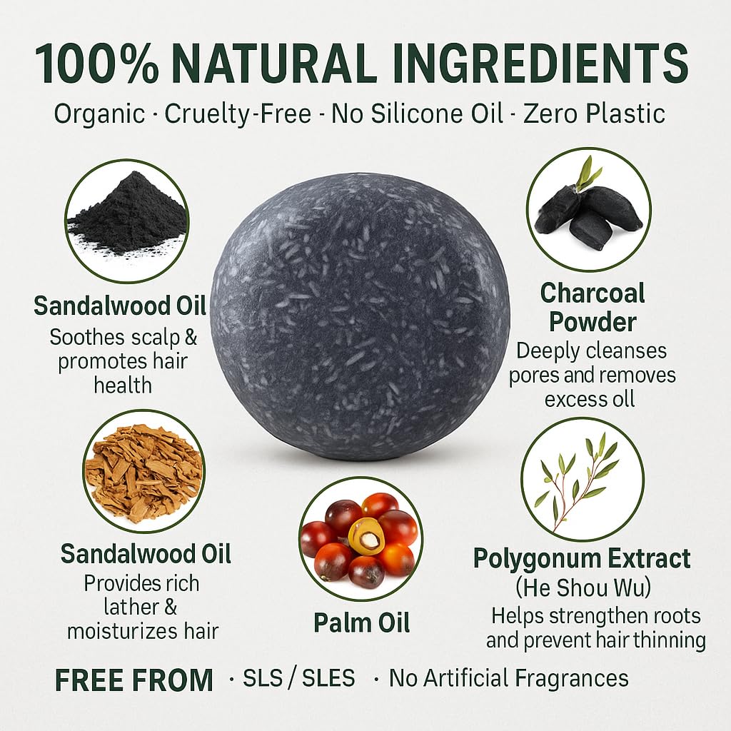 Generic Hair Shampoo For Men All Hair Types - Bamboo Charcoal Soap Deep Cleansing - Nourishing Plant Formula Strengthens Solid Shampoo Travel Friendly Plastic Free 60g (Bamboo Charcoal)