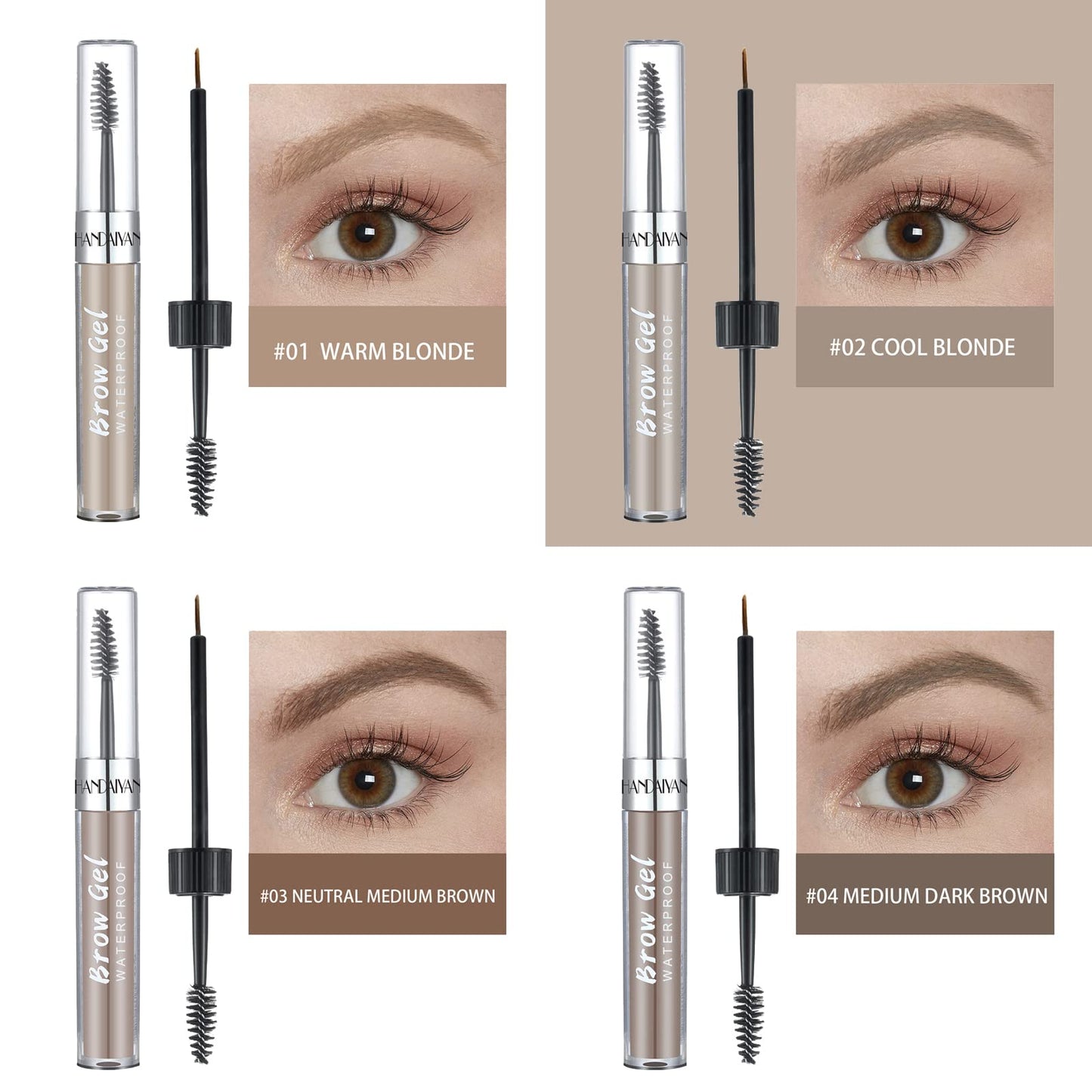 GEEWHILE Eyebrow Gel Dark Brown Brow Gel, Eyebrow Tint Kit Dye Brow Pomade, Long-Lasting Waterproof Eye Brow Pigment with Brush (#2 Cool Blonde)