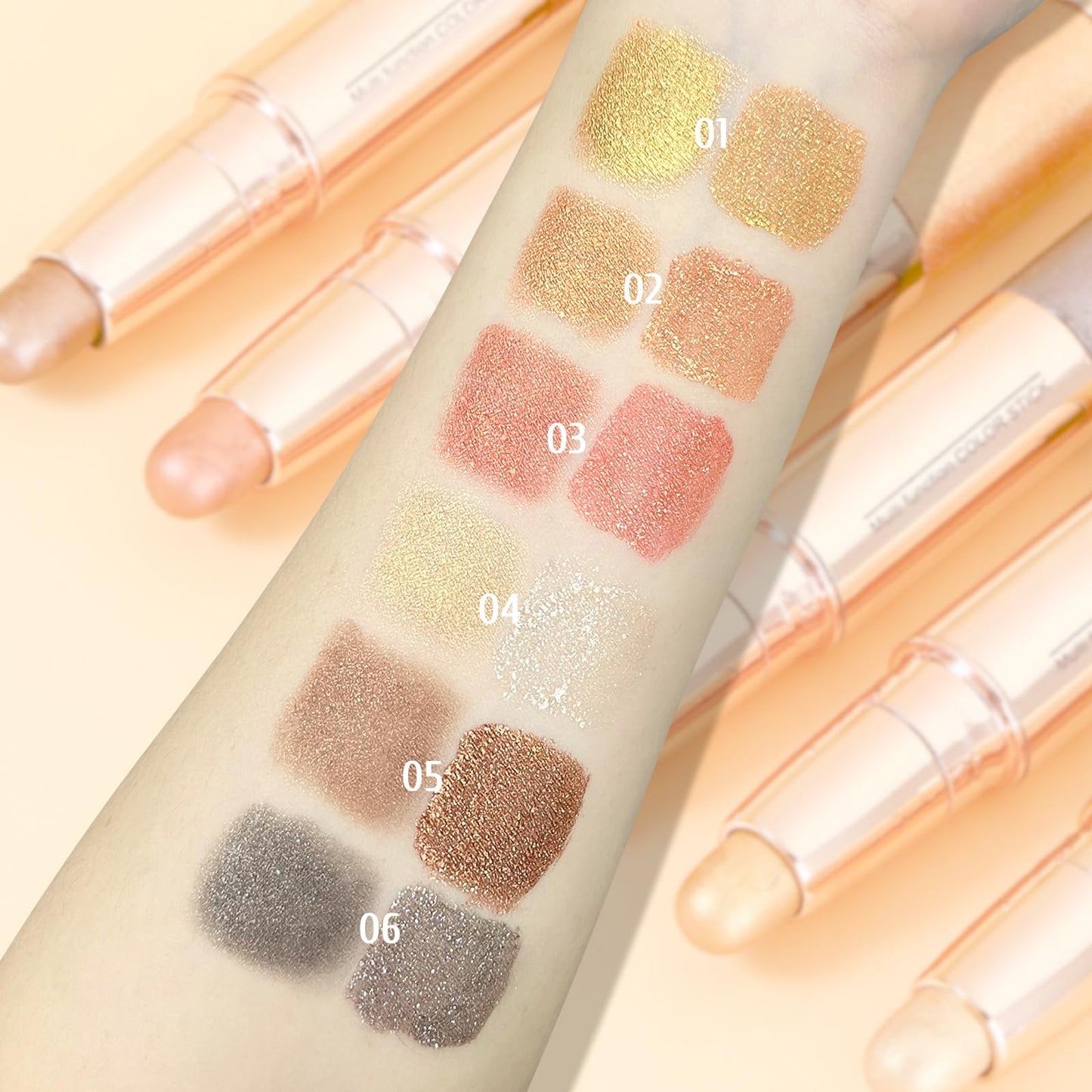 KYDA Dual-Ended Highlighting Eye Shadow Stick, 2-in-1 Liquid Eyeshadow Stick, Crayon Eyeshadow Stick, Long-lasting, Waterproof, Multi-functional Makeup stick, For Eyes, Face, Body-#04
