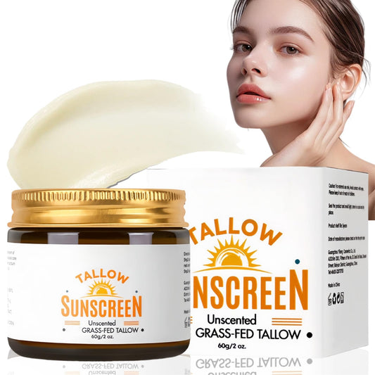 SingHao Beef Tallow Sunscreen SPF 50+,Natural Tallow Sun Cream for Face & Body,Tallow Balm Instant Sun Protection,Body Moisturiser for Dry Skin,SPF 50 Face Moisturiser,Light Texture,Natural Ingredients