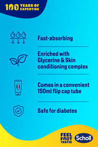 Scholl ExpertCare Hydration Boost Daily Moisturiser Cream for Feet 150ml, Fast Absorbing Foot Cream, Enriched with Glycerine and Skin Conditioning Complex for Softer Smoother Feet