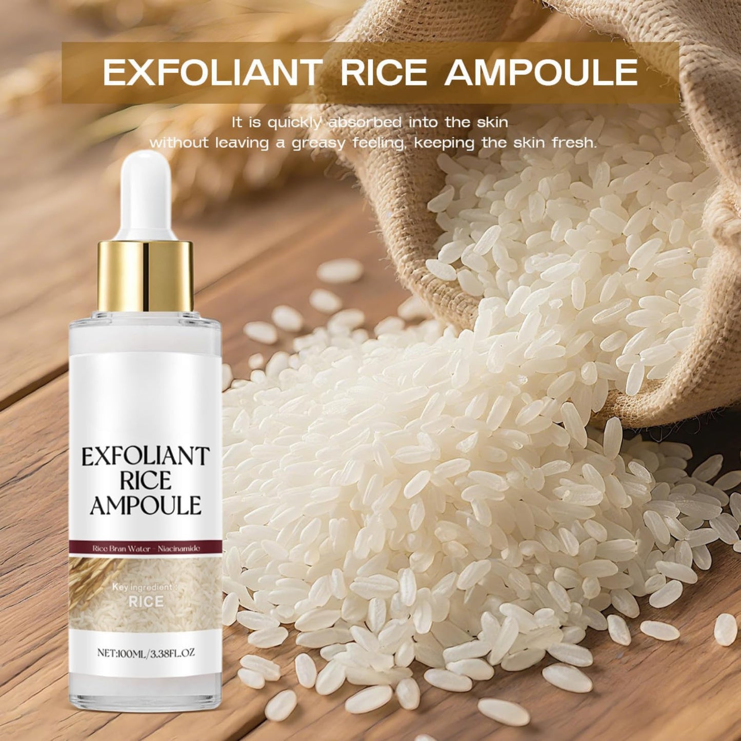 ISBEAUSOLS Peel Shot Glow Rice Ampoule Duo, White Rice + Black Rice Ampoule, Exfoliating Face Scrub for Women, Gentle Facial Cleanser with Rice Water & Niacinamide,Anti-Aging Dead Skin Remover (White,100ml)