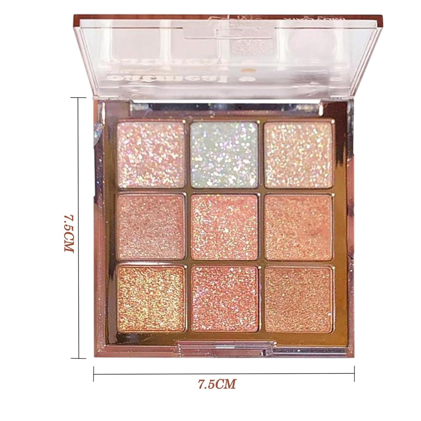 Generic Glitter Eyeshadow Palette – 9-Color Shimmer Eye Makeup in Pink, White & Gold, Highly Pigmented Waterproof Long-Lasting Korean Style Eye Shadow with Brushes