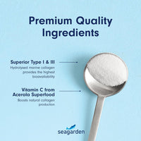 Seagarden Marine Collagen Powder + Vitamin C | Collagen Peptides Powder (Type I & III) | Wild-Caught Arctic Cod | Collagen Supplements| Skin, Hair, Nails, I Strawberry Taste I 150g