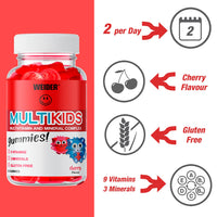 Weider Multivit + Multikids Gummies - Multivitamin Pack for Adults and Children - Vitamins (D,C,E,B6,B12) and Minerals - No Added Sugar - Ideal Pack for The Whole Family - 80 and 50 Gummies