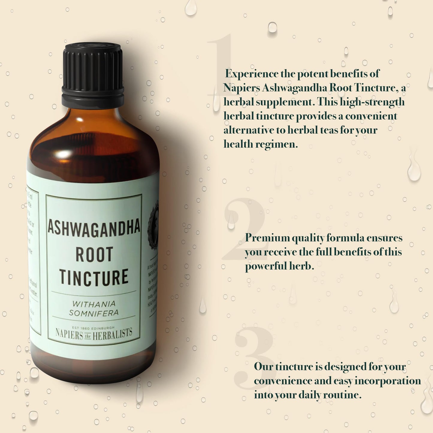 Napiers Ashwagandha Root Tincture (Withania somnifera) - Herbal Supplement - 1:3 45% - 250 ML