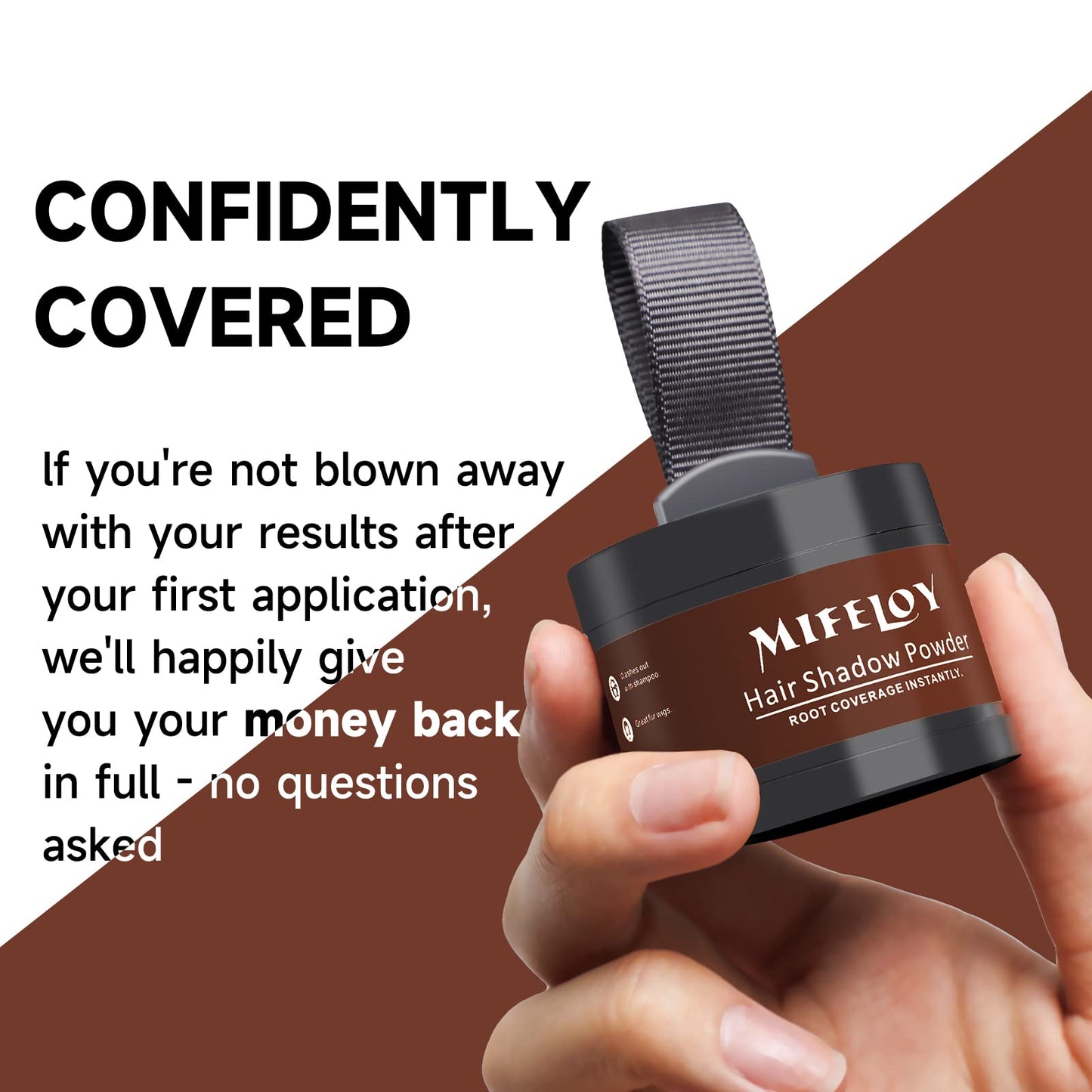 MIFELOY 2 Pcs Root Cover Up Powder, Touch Up Hair Color for Grey, Roots Concealer for Beard Line Eyebrow, Instantly Conceals Hair Loss, Roots Coverage Powder for Thinning Grays Hairline, Medium Brown