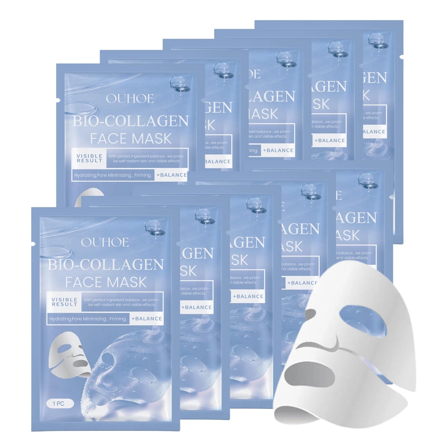 ISBEAUSOLS 10pcs Collagen Face Mask Set - Bio Collage Face Masks Beauty - Bio_dance Collagen Mask Overnight - Anti Aging Hydrating Face Mask Sheet Mask Set - Nourish Deep Real Collagen Mask