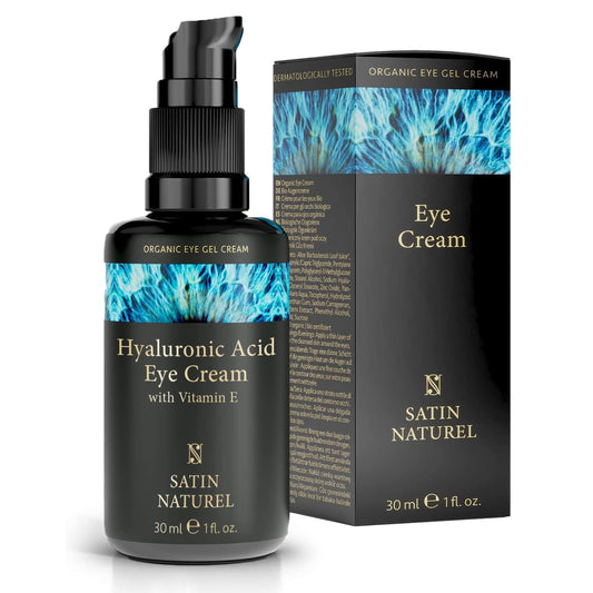 SatinNaturel Organic Eye Cream 30ml - Anti Wrinkle & Dark Circles Under Eye Treatment Women with Hyaluronic Acid, Vitamin E & Aloe Vera - Natural Face Lift & Rejuvenated Look - Eye Care Products by Satin Naturel